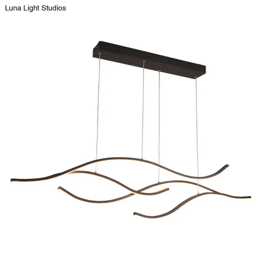 Modern gold curved led metal pendant light kitchen lighting fixture