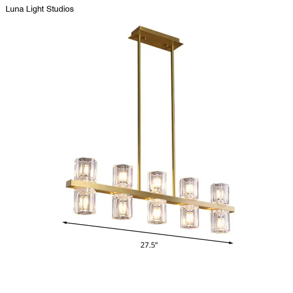 Modern gold cylinder island light fixture dining room chandelier