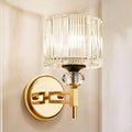 Modern gold cylinder sconce crystal wall lamp for bedroom