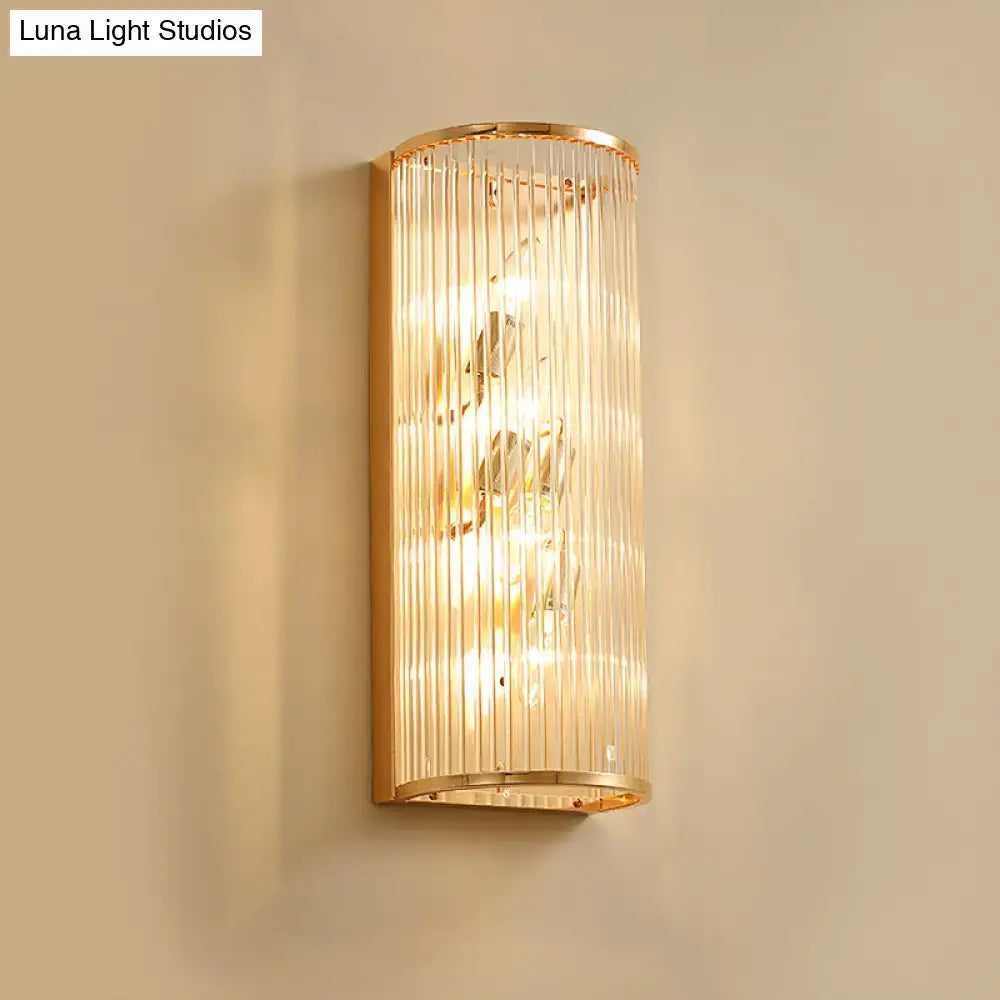 Modern gold cylinder wall mount crystal rod sconce hallway lamp