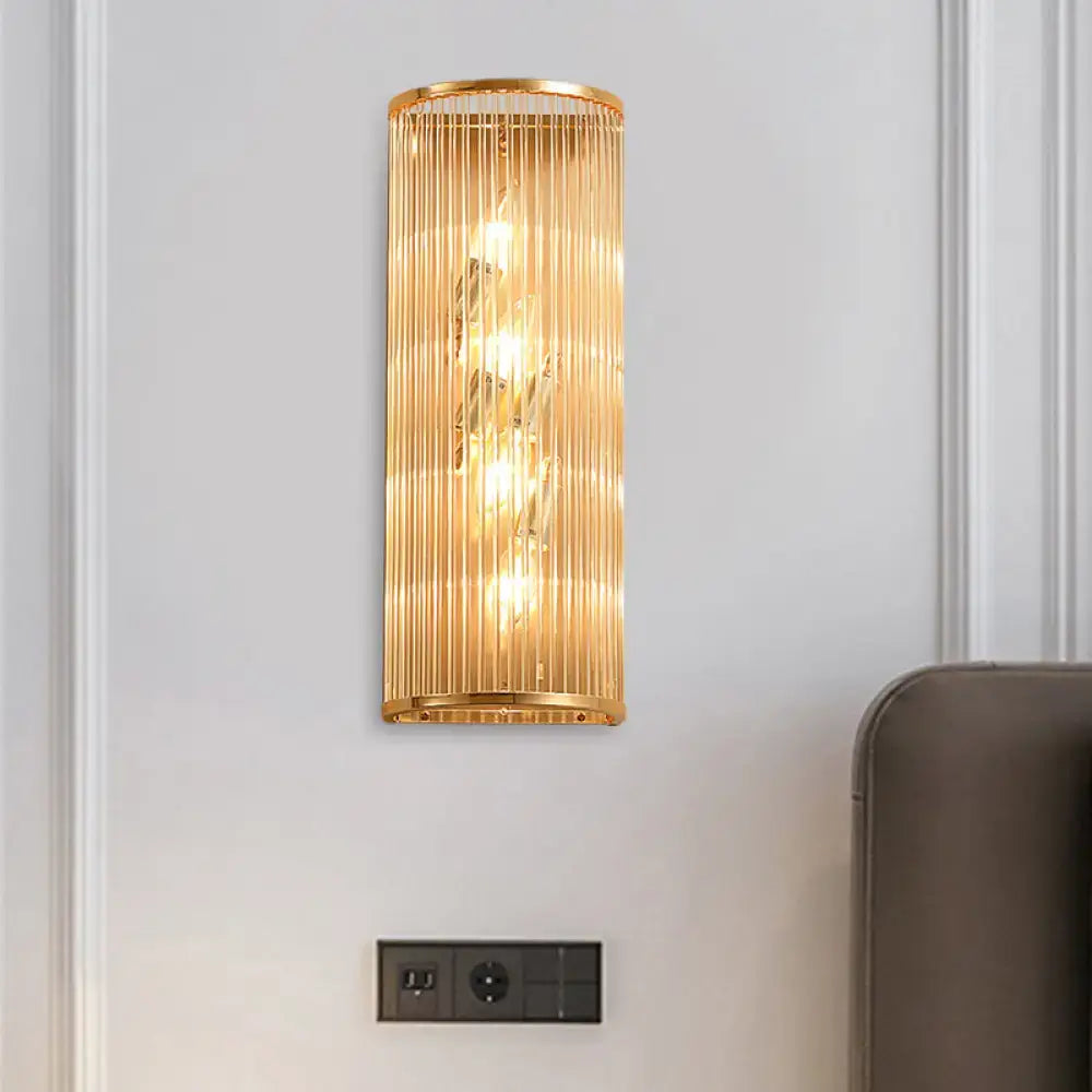 Modern gold cylinder wall mount crystal rod sconce hallway lamp