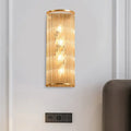 Modern gold cylinder wall mount crystal rod sconce hallway lamp