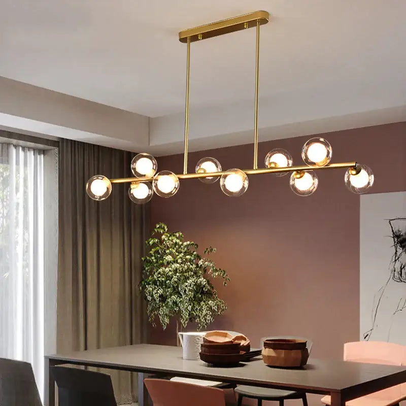 Modern gold decorbites bubble ball led hanging chandelier dining room