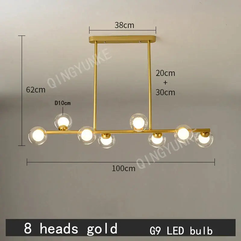 Modern gold decorbites bubble ball led hanging chandelier dining room