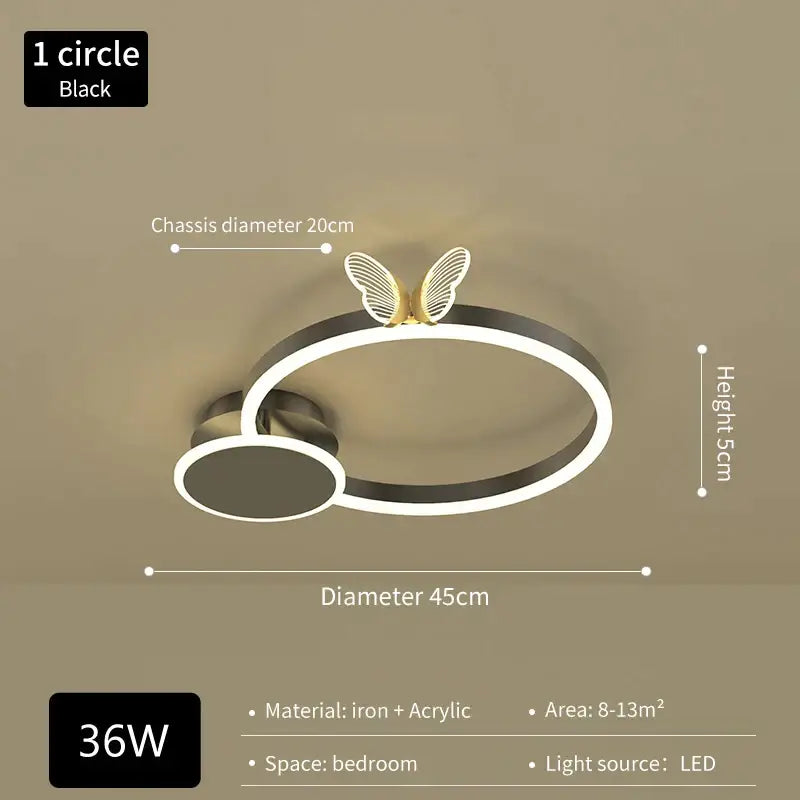 Modern gold decorbites butterfly light round living room lamp