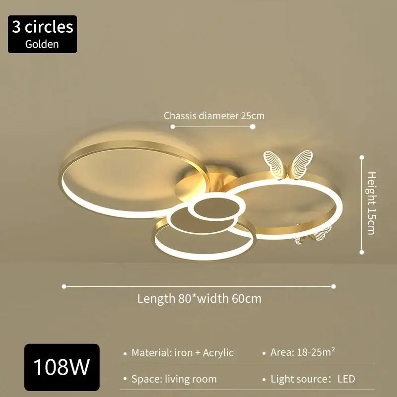 Modern gold decorbites butterfly light round living room lamp