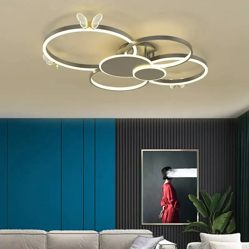 Modern gold decorbites butterfly light round living room lamp