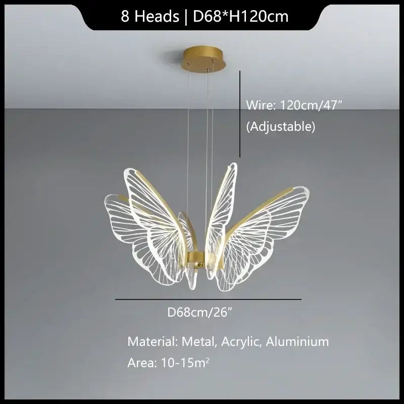 Modern gold decorbites butterfly pendant light dining room