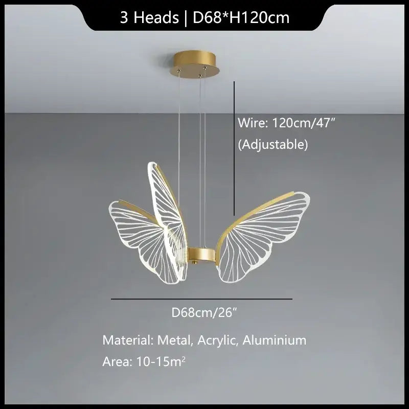 Modern gold decorbites butterfly pendant light dining room