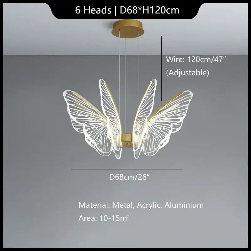 Modern gold decorbites butterfly pendant light dining room