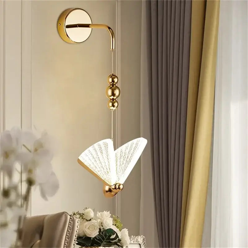 Modern gold decorbites butterfly wall lights bedroom glass sconces