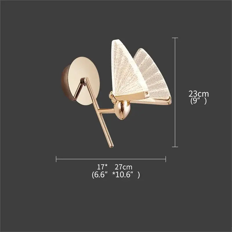Modern gold decorbites butterfly wall lights bedroom glass sconces
