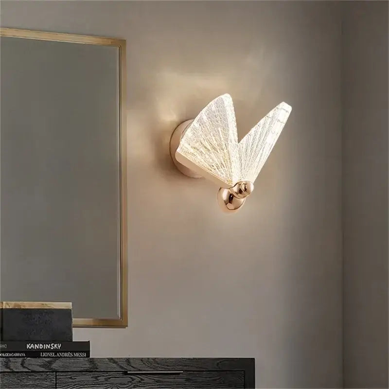 Modern gold decorbites butterfly wall lights bedroom glass sconces