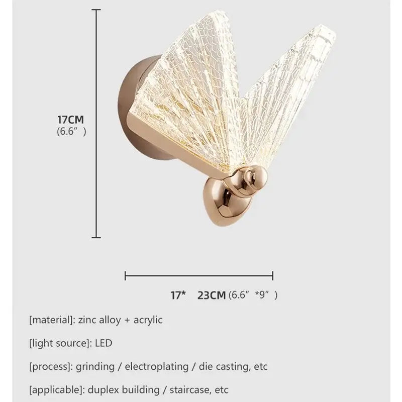 Modern gold decorbites butterfly wall lights bedroom glass sconces