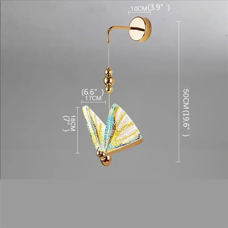 Modern gold decorbites butterfly wall lights bedroom glass sconces