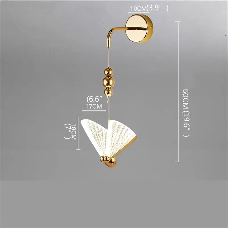 Modern gold decorbites butterfly wall lights bedroom glass sconces