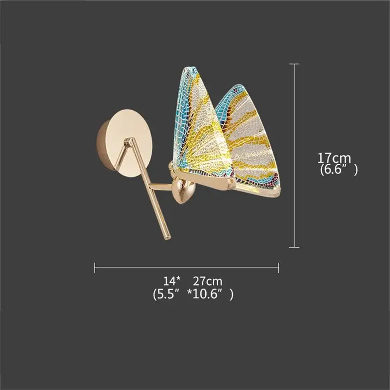 Modern gold decorbites butterfly wall lights bedroom glass sconces