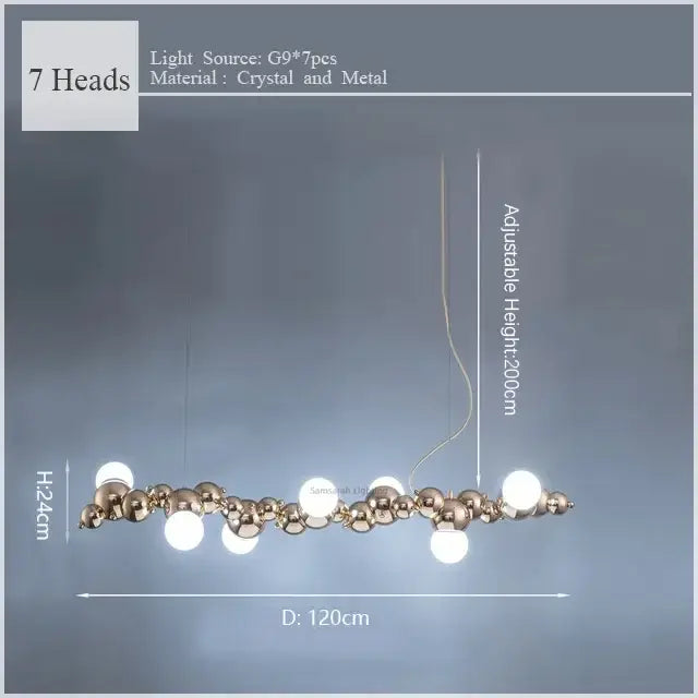 Modern gold decorbites caterpillar metal ball pendant light dining room