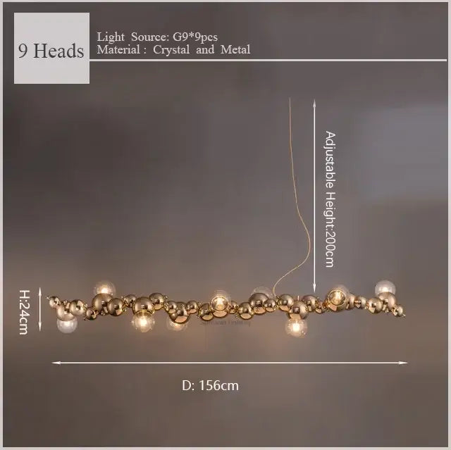 Modern gold decorbites caterpillar metal ball pendant light dining room