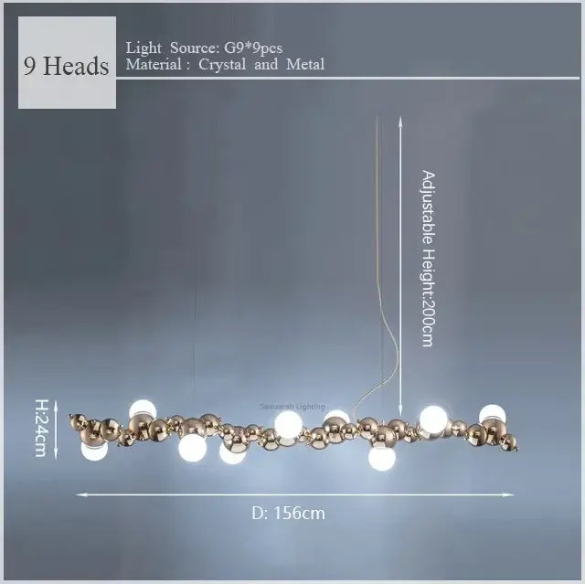 Modern gold decorbites caterpillar metal ball pendant light dining room
