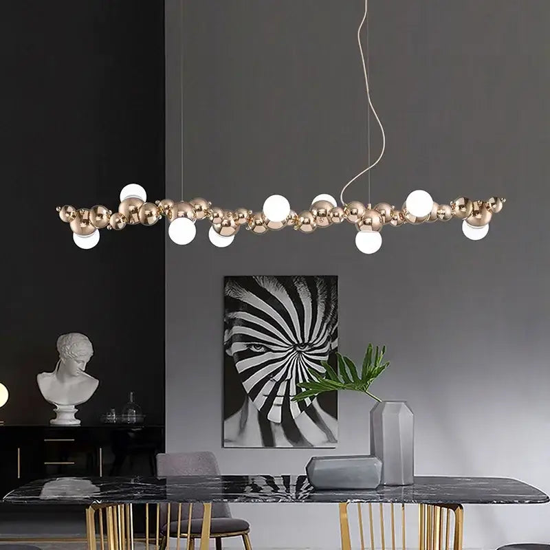 Modern gold decorbites caterpillar metal ball pendant light dining room