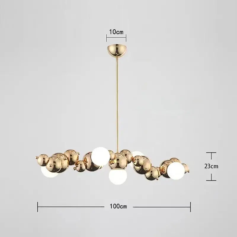 Modern gold decorbites caterpillar metal ball pendant light dining room
