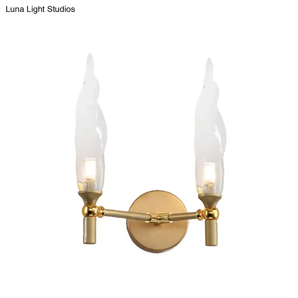 Modern gold double arm wall sconce living room glass shade
