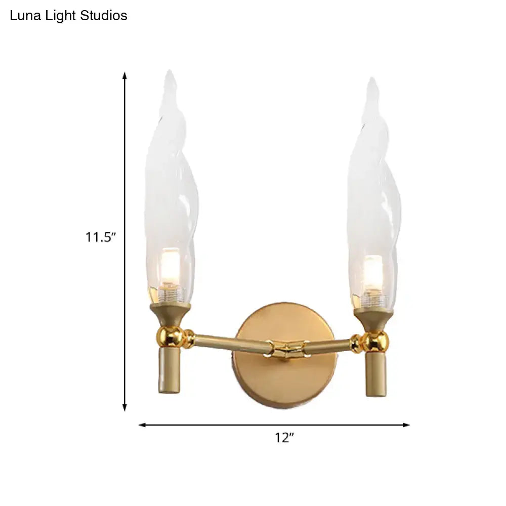 Modern gold double arm wall sconce living room glass shade