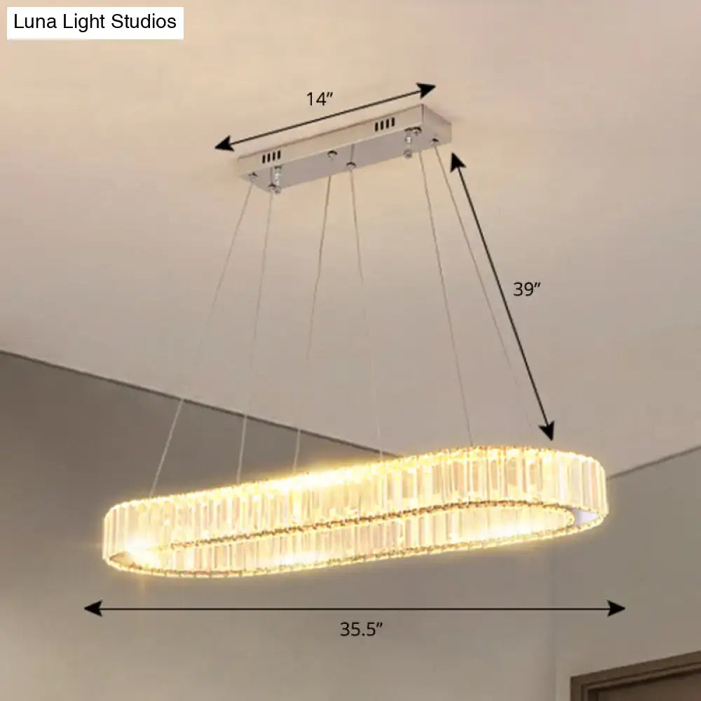 Modern gold double ring led suspension lamp with optical k9 crystal