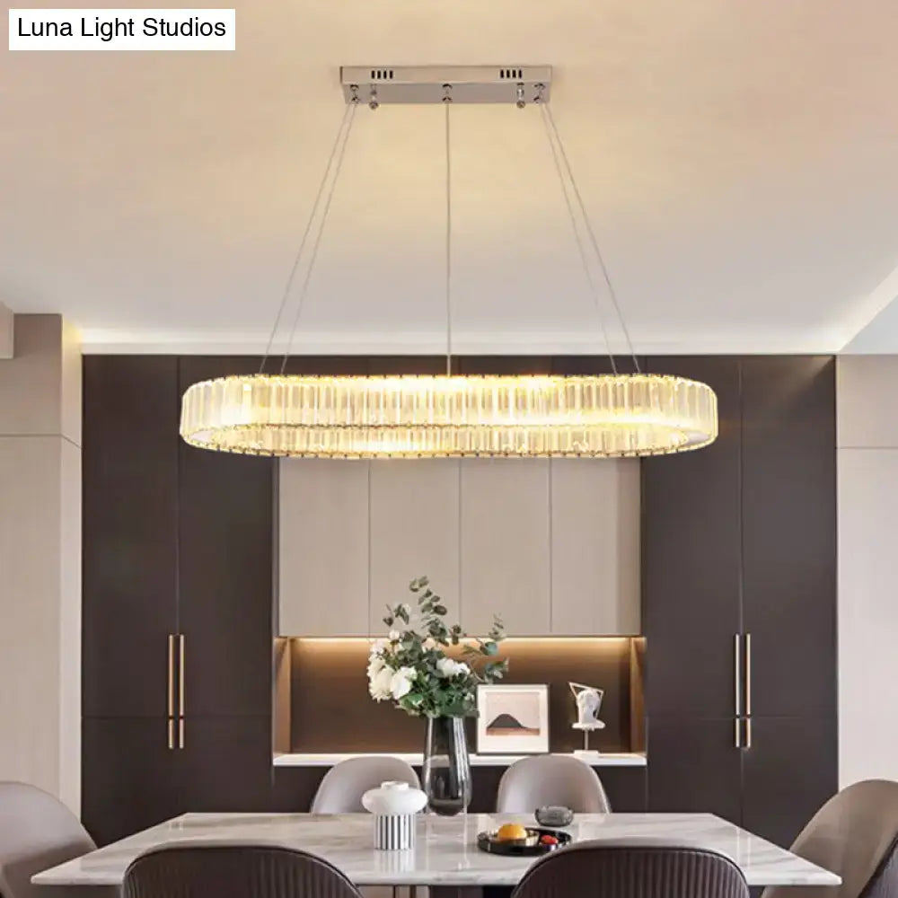 Modern gold double ring led suspension lamp with optical k9 crystal