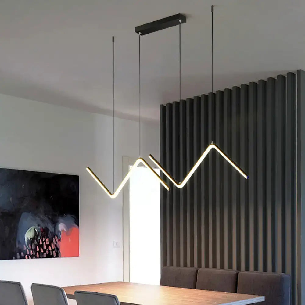 Modern gold double z shaped hanging light kitchen island fixture