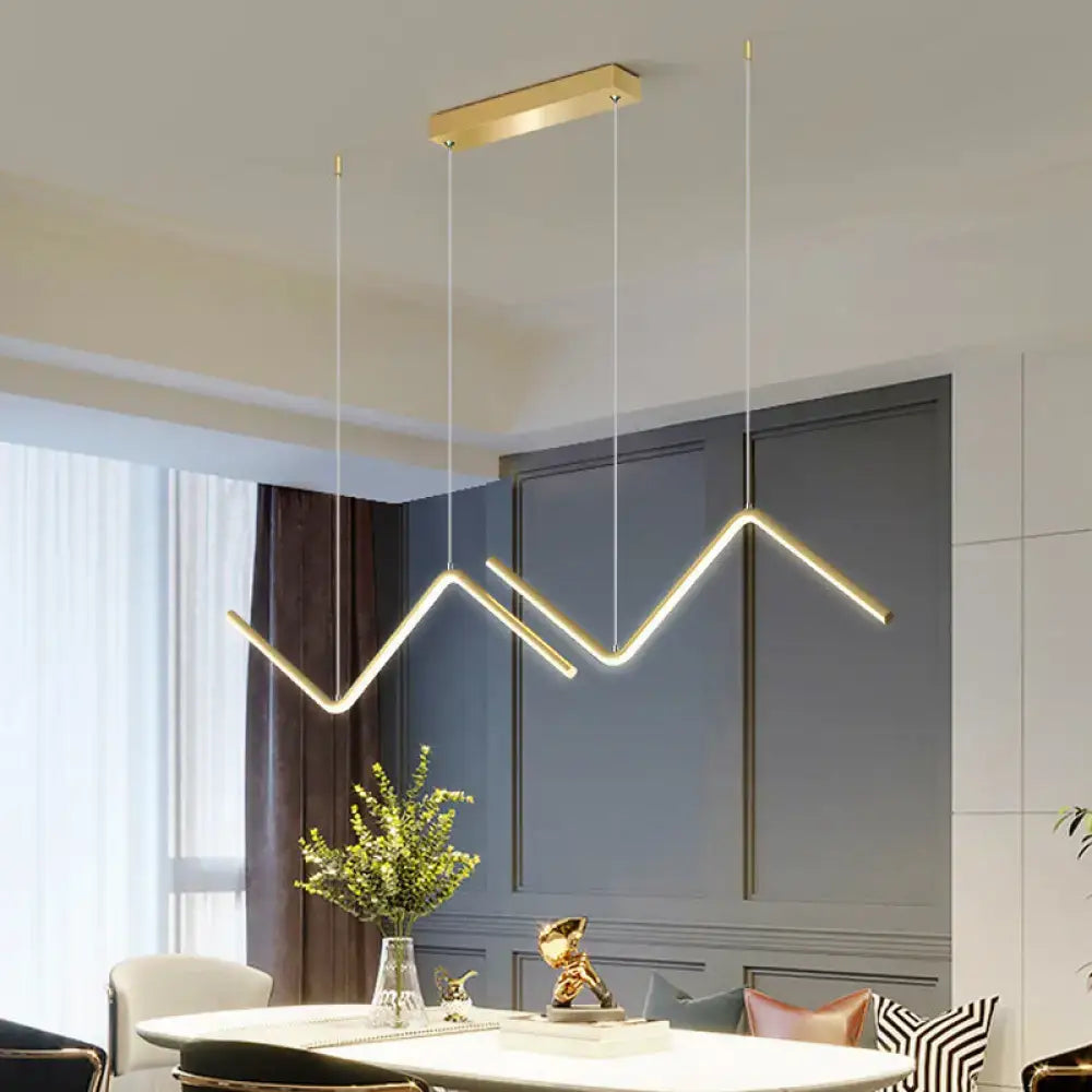 Modern gold double z shaped hanging light kitchen island fixture