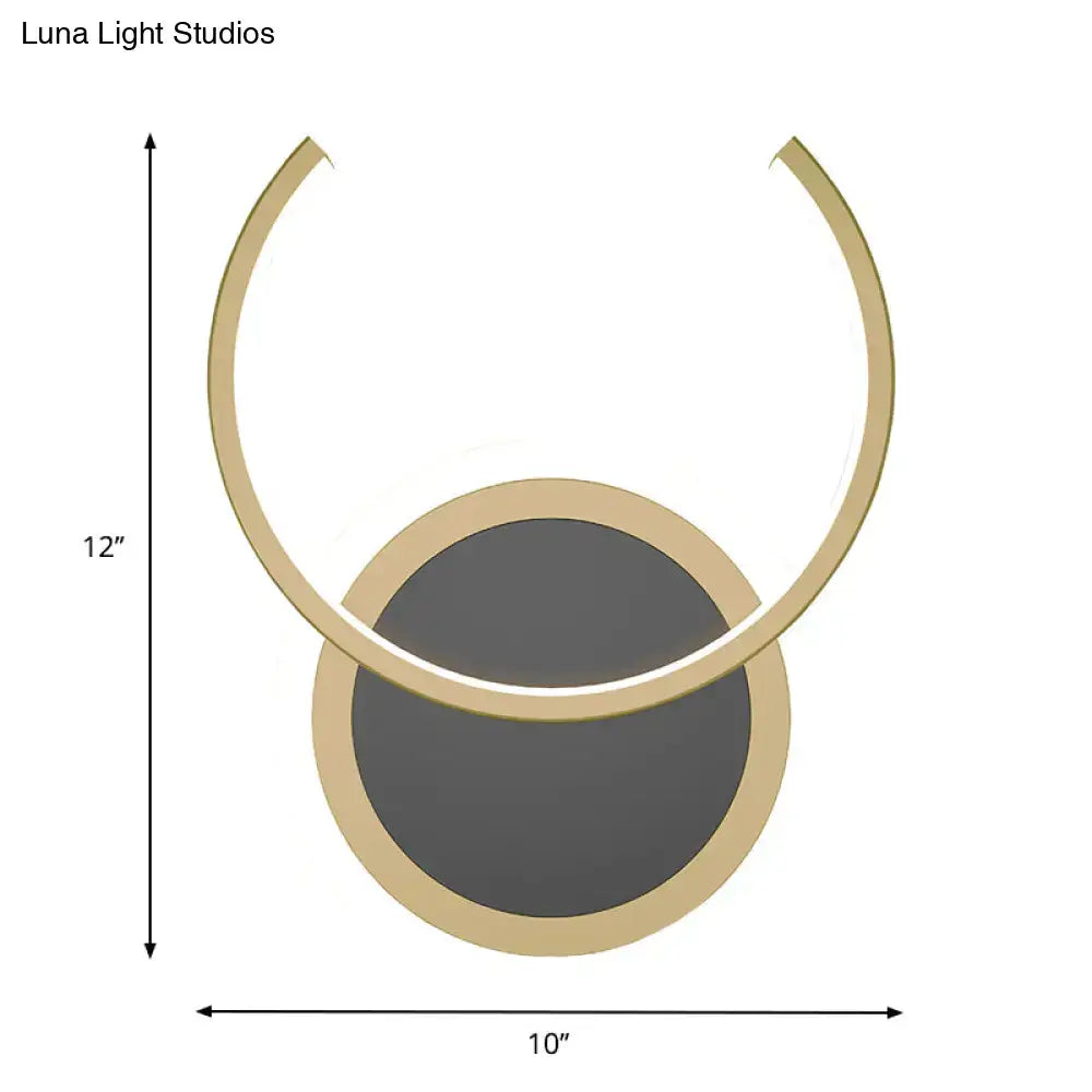 Modern gold dual ring led wall sconce bedroom light