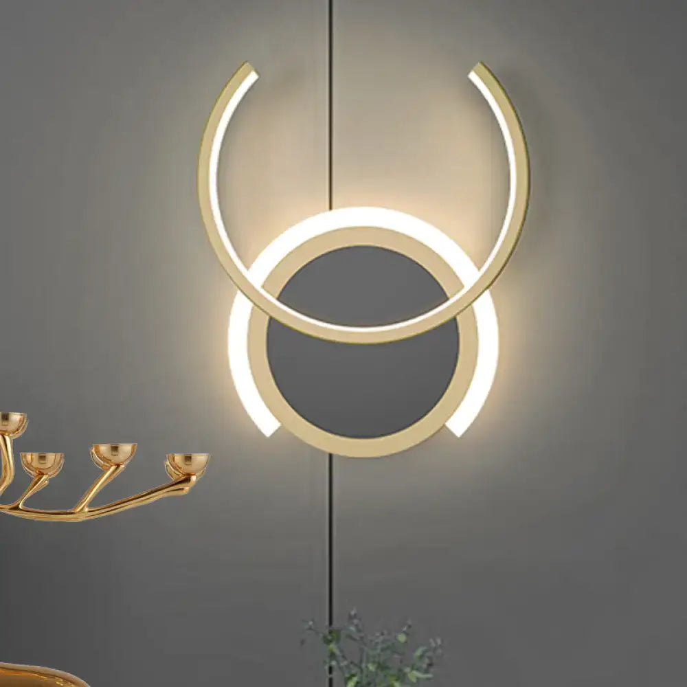 Modern gold dual ring led wall sconce bedroom light