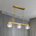 Modern gold faceted crystal island pendant light for kitchen dining room