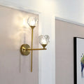 Modern gold faceted crystal wall light fixture bedroom sconce