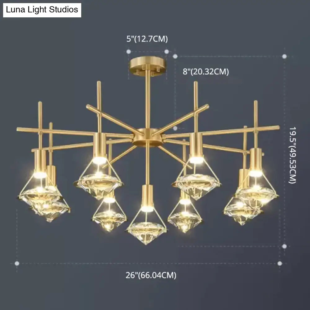 Modern gold finish crystal pendant light fixture kitchen island