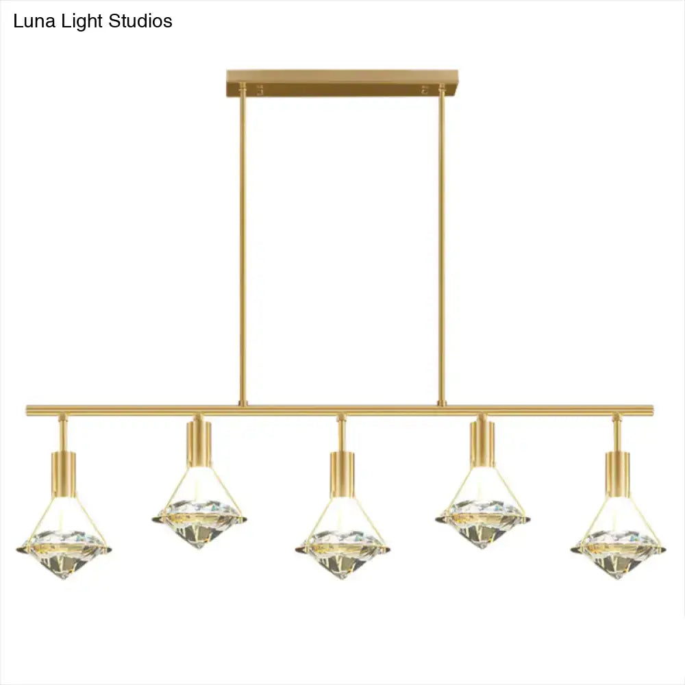 Modern gold finish crystal pendant light fixture kitchen island