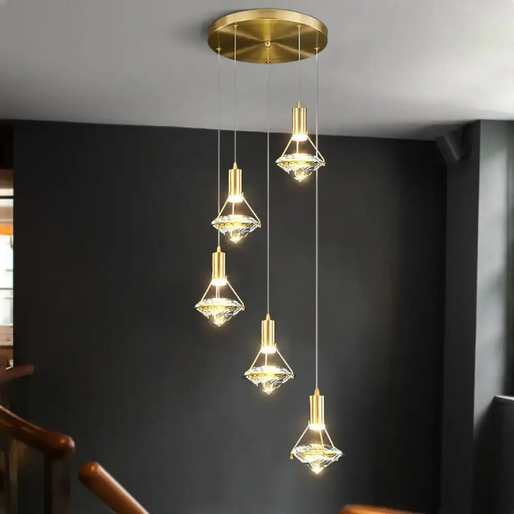 Modern gold finish crystal pendant light fixture kitchen island