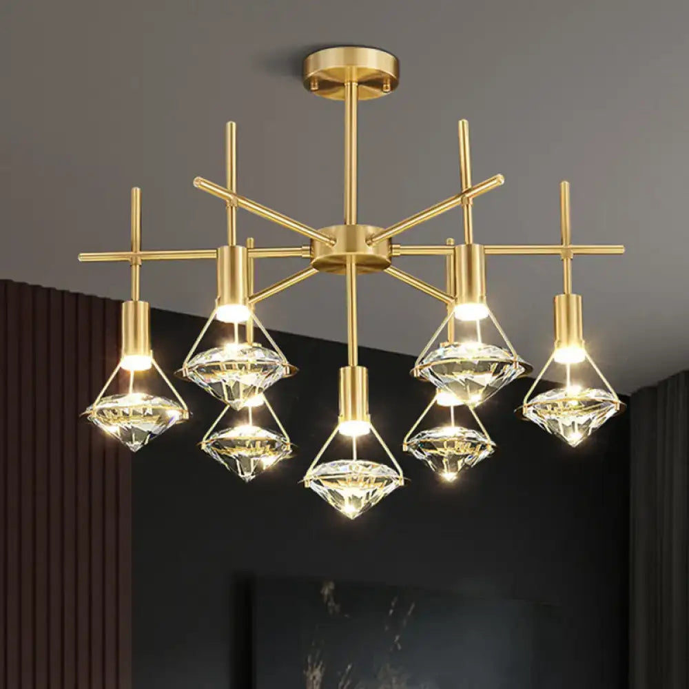 Modern gold finish crystal pendant light fixture kitchen island