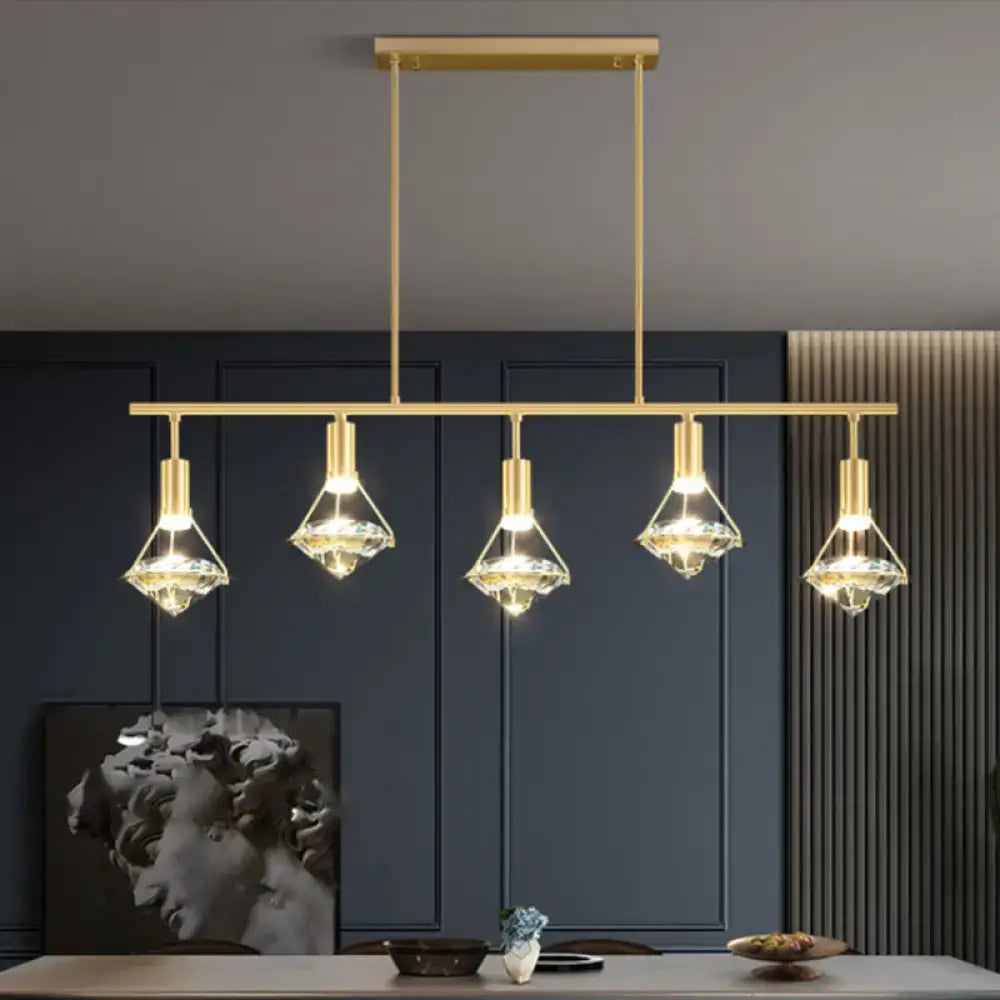Modern gold finish crystal pendant light fixture kitchen island