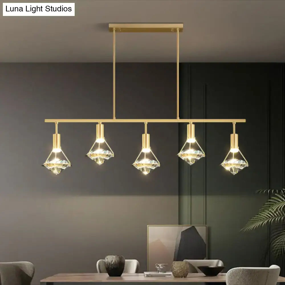Modern gold finish crystal pendant light fixture kitchen island