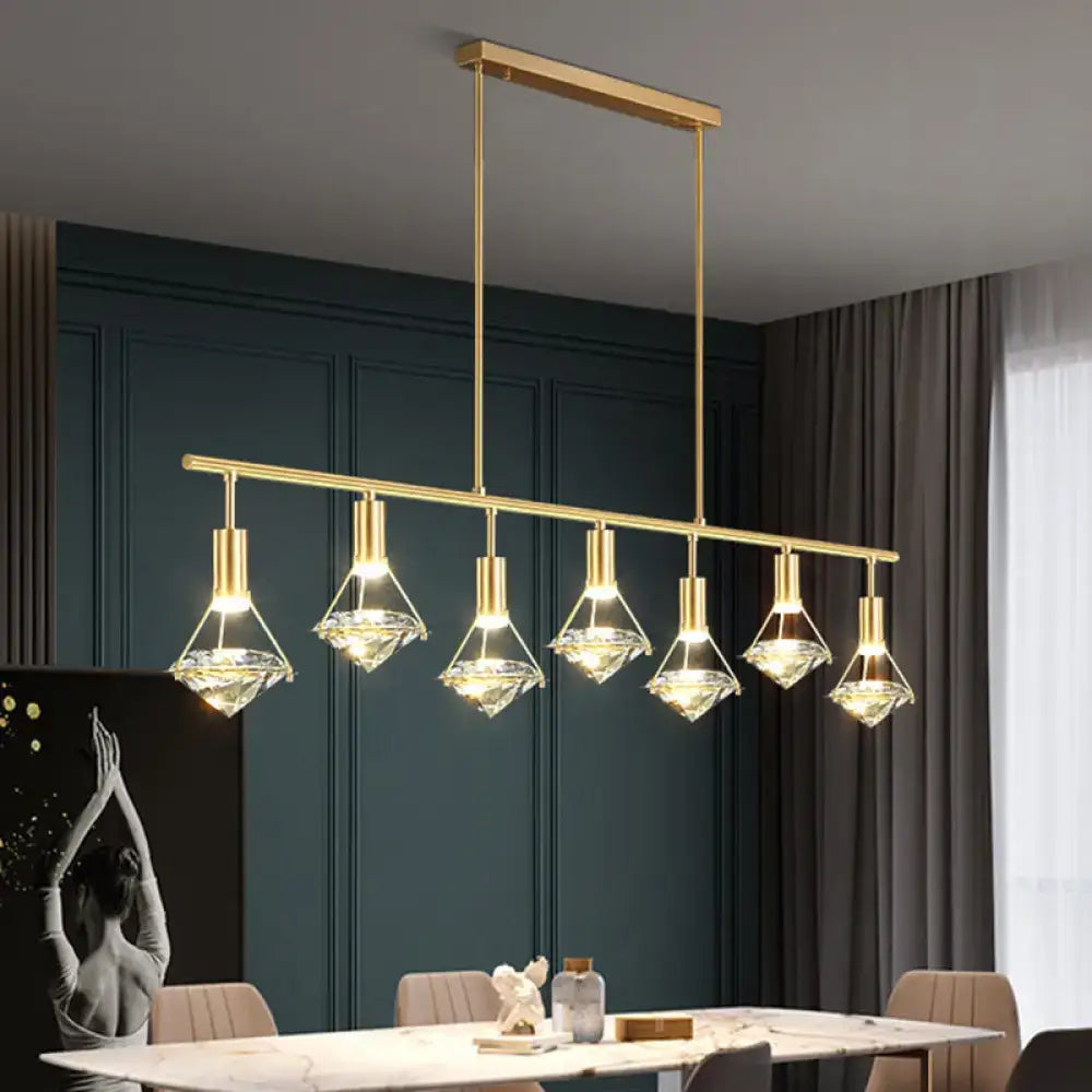 Modern gold finish crystal pendant light fixture kitchen island