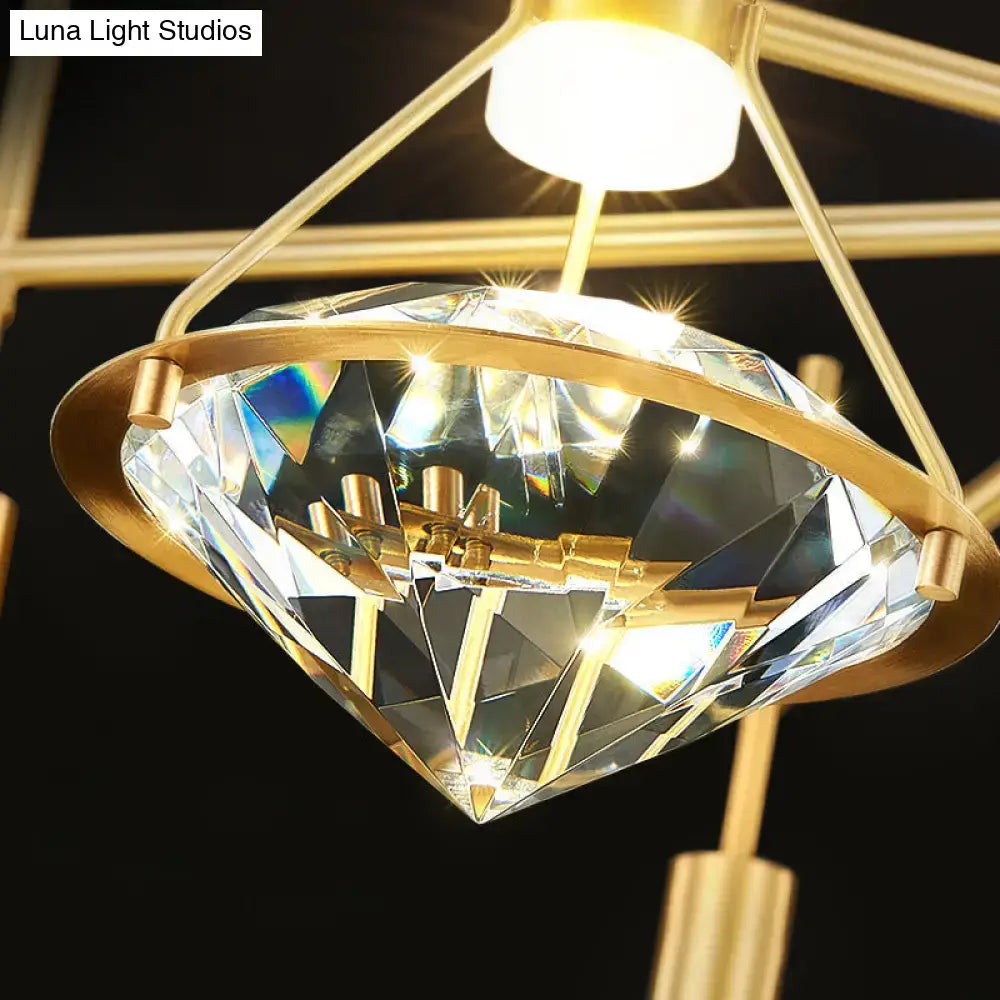 Modern gold finish crystal pendant light fixture kitchen island