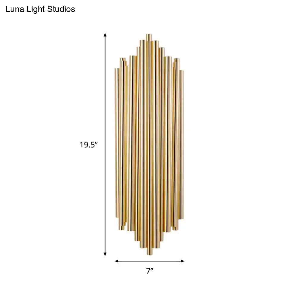 Modern gold finish slim tube wall lamp – living room sconce