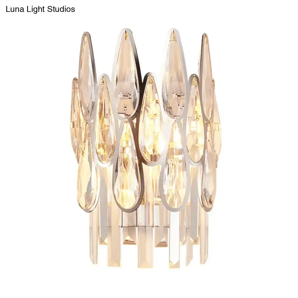 Modern gold finish teardrop crystal wall lamp bedroom sconce