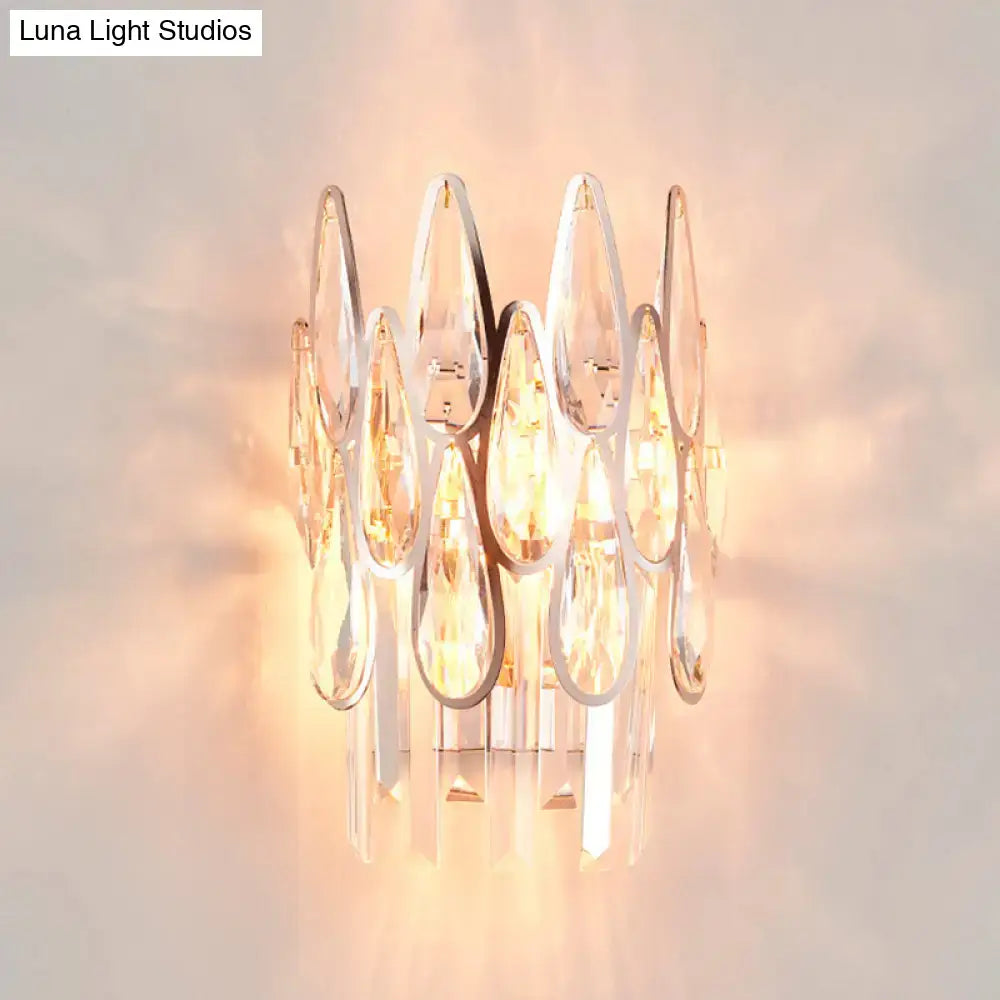 Modern gold finish teardrop crystal wall lamp bedroom sconce