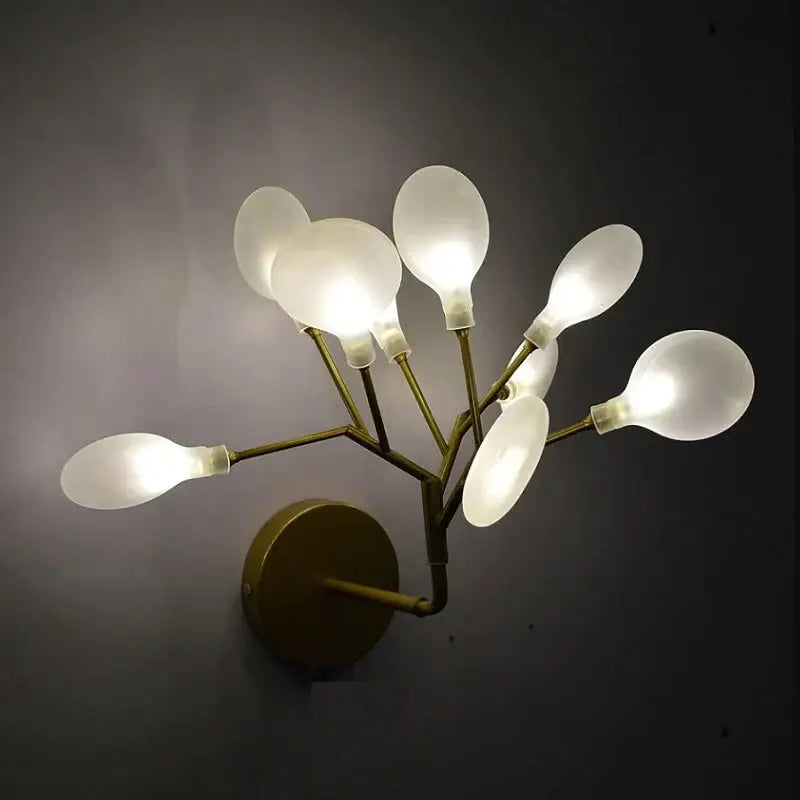 Modern gold firefly tree branch led wall light bedroom