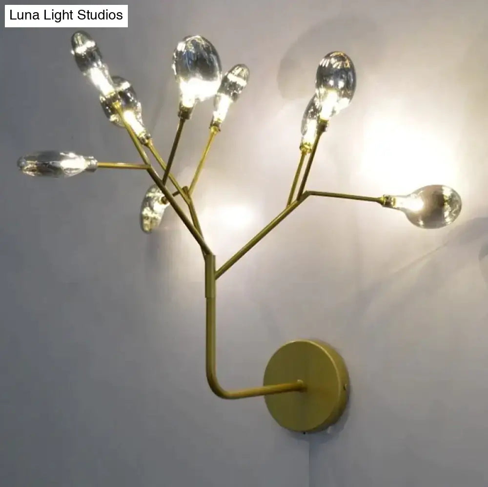 Modern gold firefly tree branch led wall light bedroom