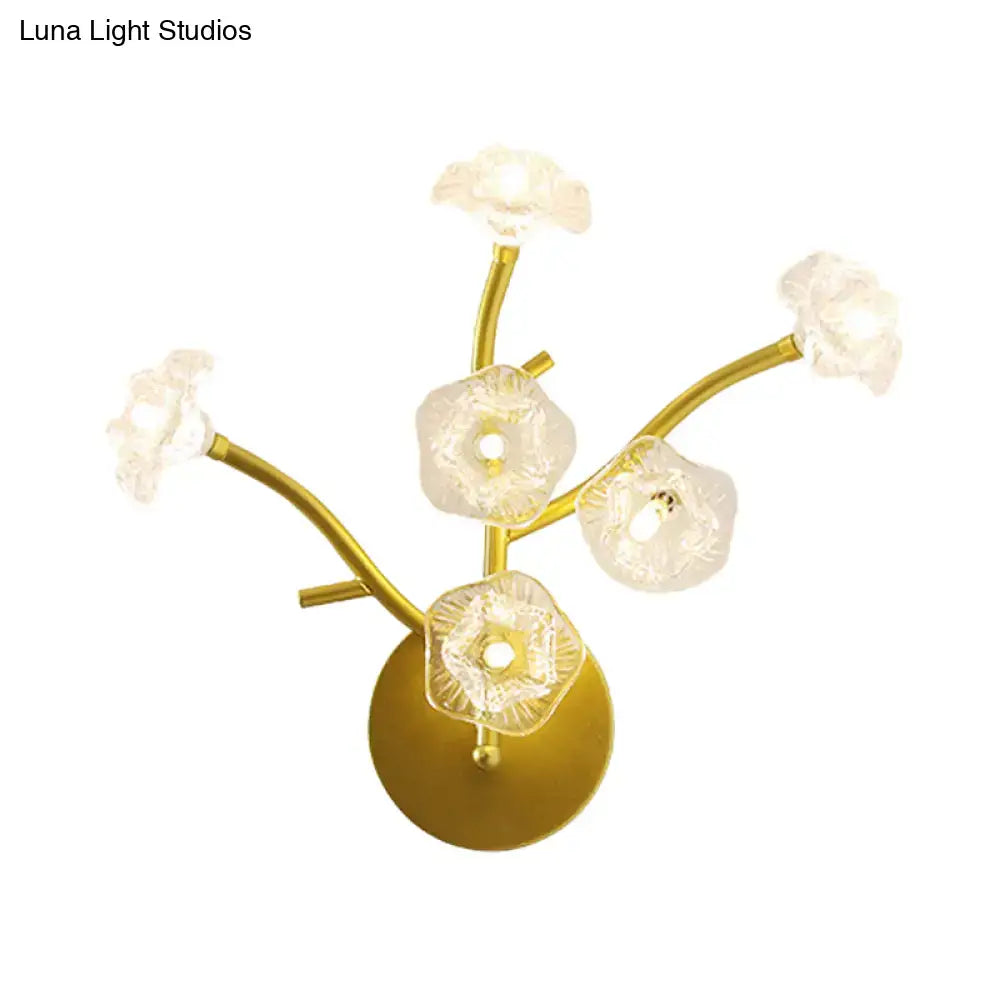 Modern gold floral bedside wall mount lamp bedroom light fixture